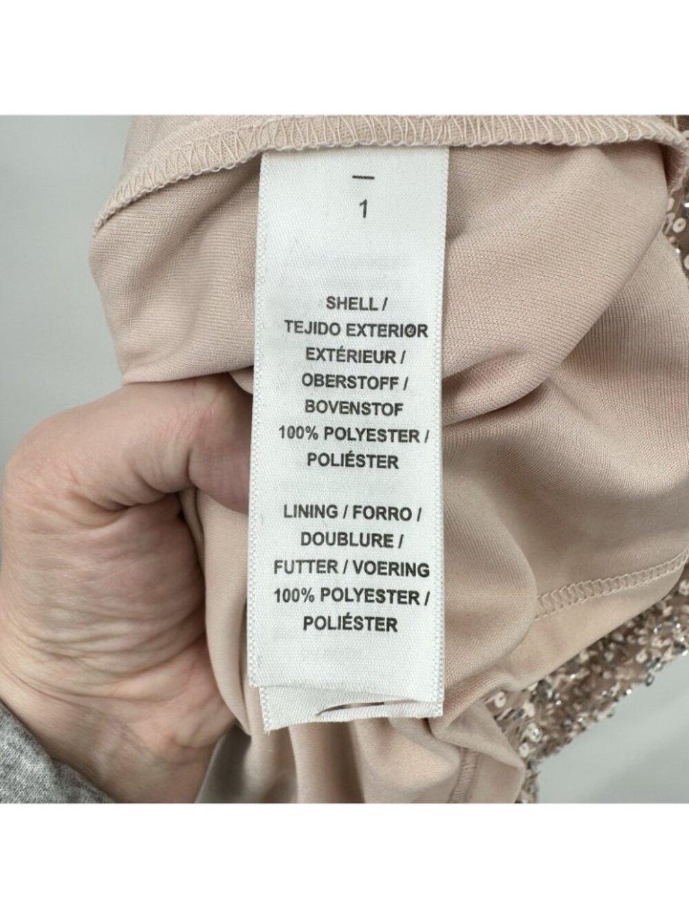 ADRIANNA PAPELL dress gown blush pink sequins 10 formal old Hollywood glamour - Picture 11 of 11